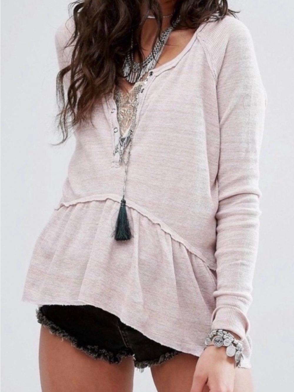 We the free coastal thermal peplum top